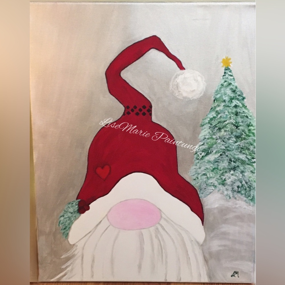 Festive Gnome Painting on Canvas Art